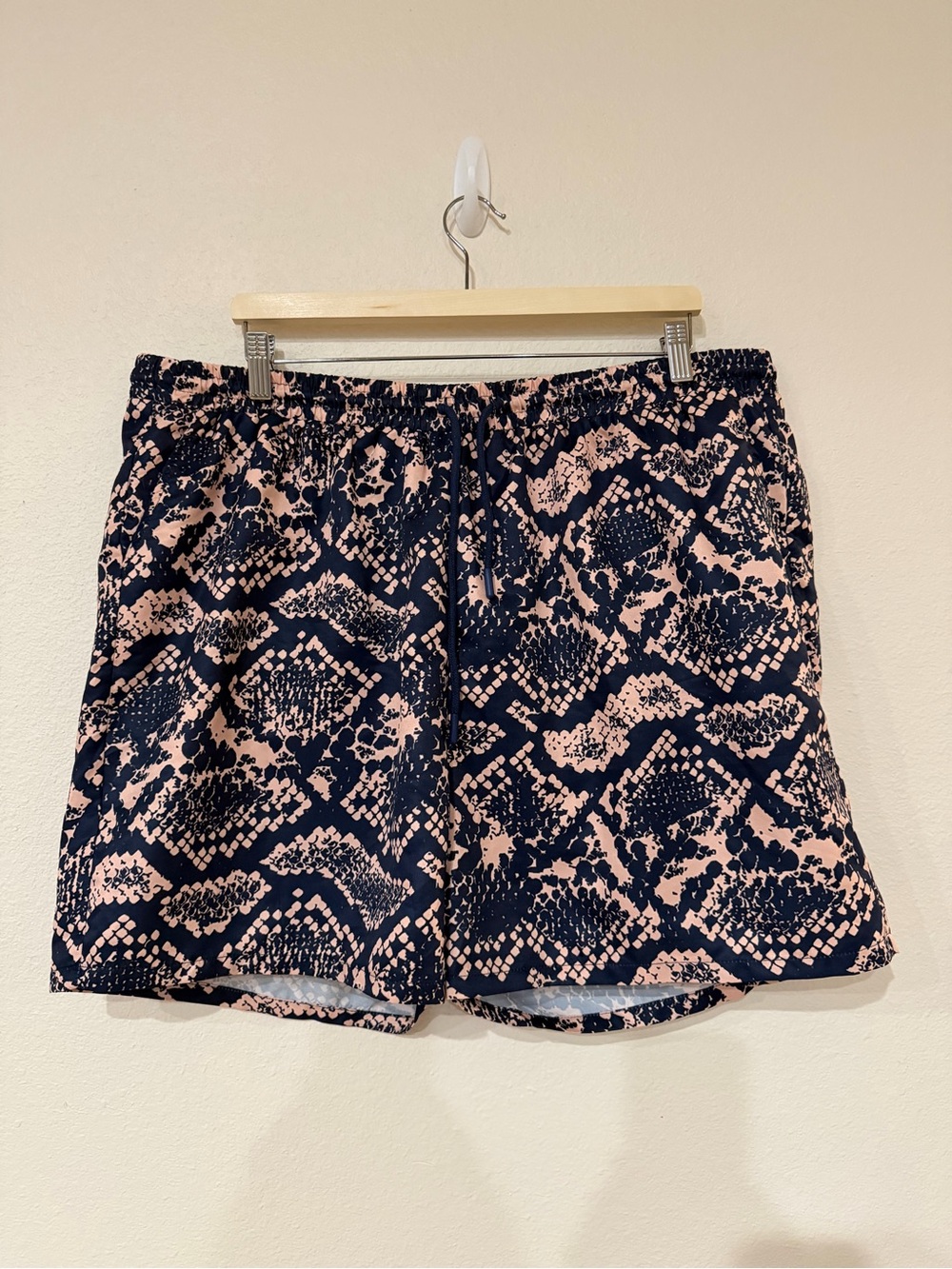 Boohoo Navy & Blush Printed Drawstring Shorts 4XL